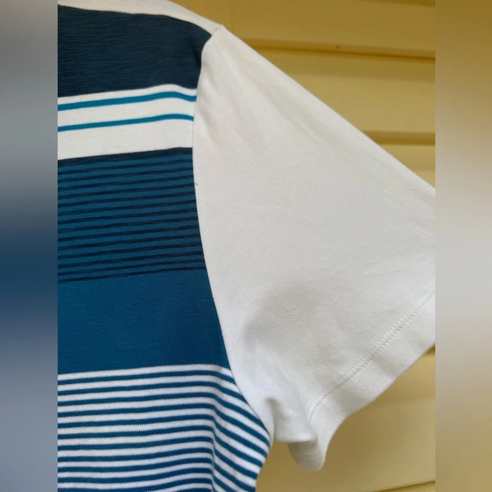 Calvin Klein Liquid Cotton White & Blue Stripes Polo Shirt, Size XL/TG